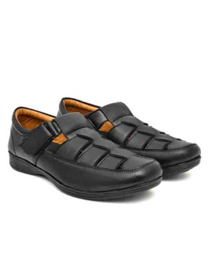 Fisherman Slip On Grass Loafer Sandals (Black)