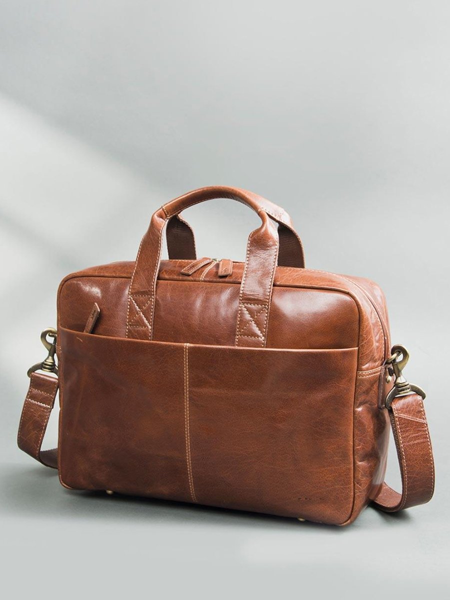 Brown Classic Leather Portfolio Bag