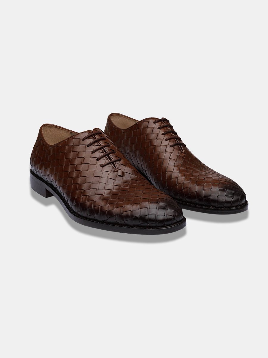 Chestnut Brown Handwoven Leather Shoes