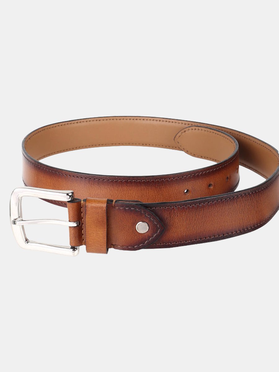 Tan Handpainted Patina Leather Belt - Image 5