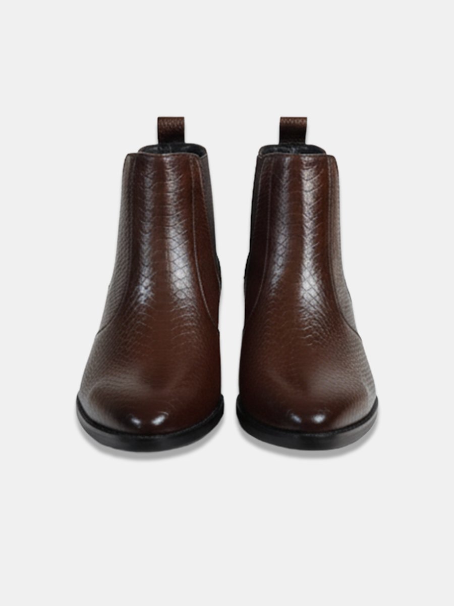 Men's Textured Brown Chelsea Boots, Synthetic Leather Upper, Durable TPR Sole, Smart Casual & Formal Footwear - Image 2