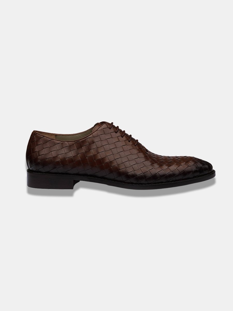 Chestnut Brown Handwoven Leather Shoes - Image 4