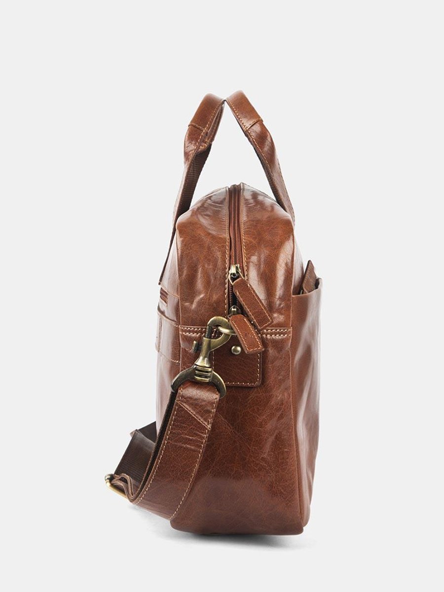 Brown Classic Leather Portfolio Bag - Image 3