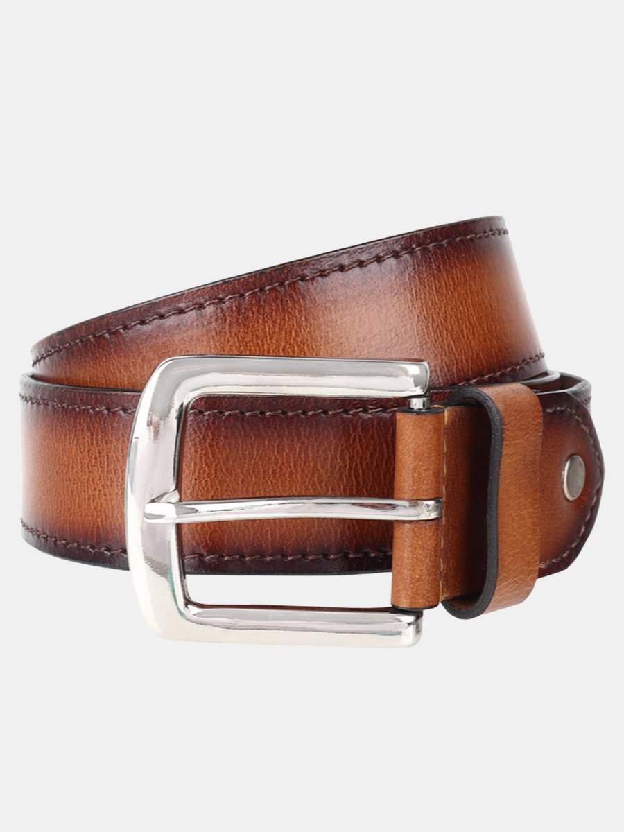 Tan Handpainted Patina Leather Belt - Image 4