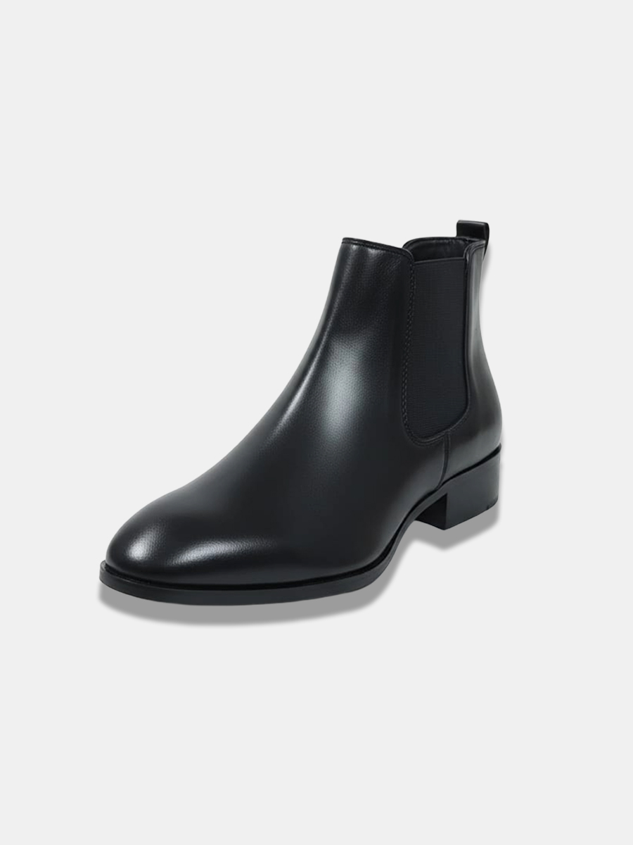 Men's Classic Black Chelsea Boots, Synthetic Leather Upper with TPR Sole, Stylish Ankle Boots for Office & Casual Wear - Image 2