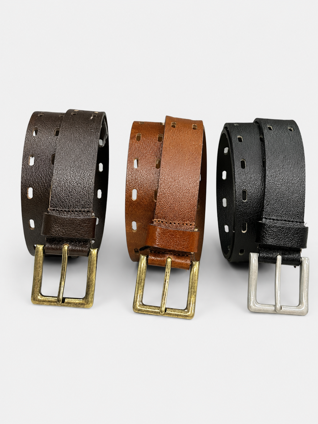 Premium Men's Casual Textured Belt with Pin Buckle | Black, Brown & Tan