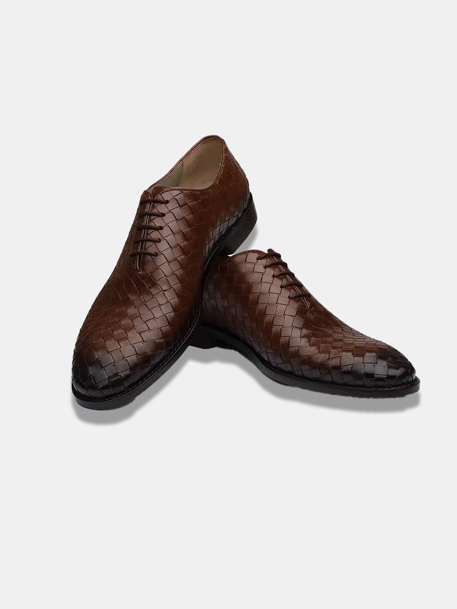 Chestnut Brown Handwoven Leather Shoes - Image 2