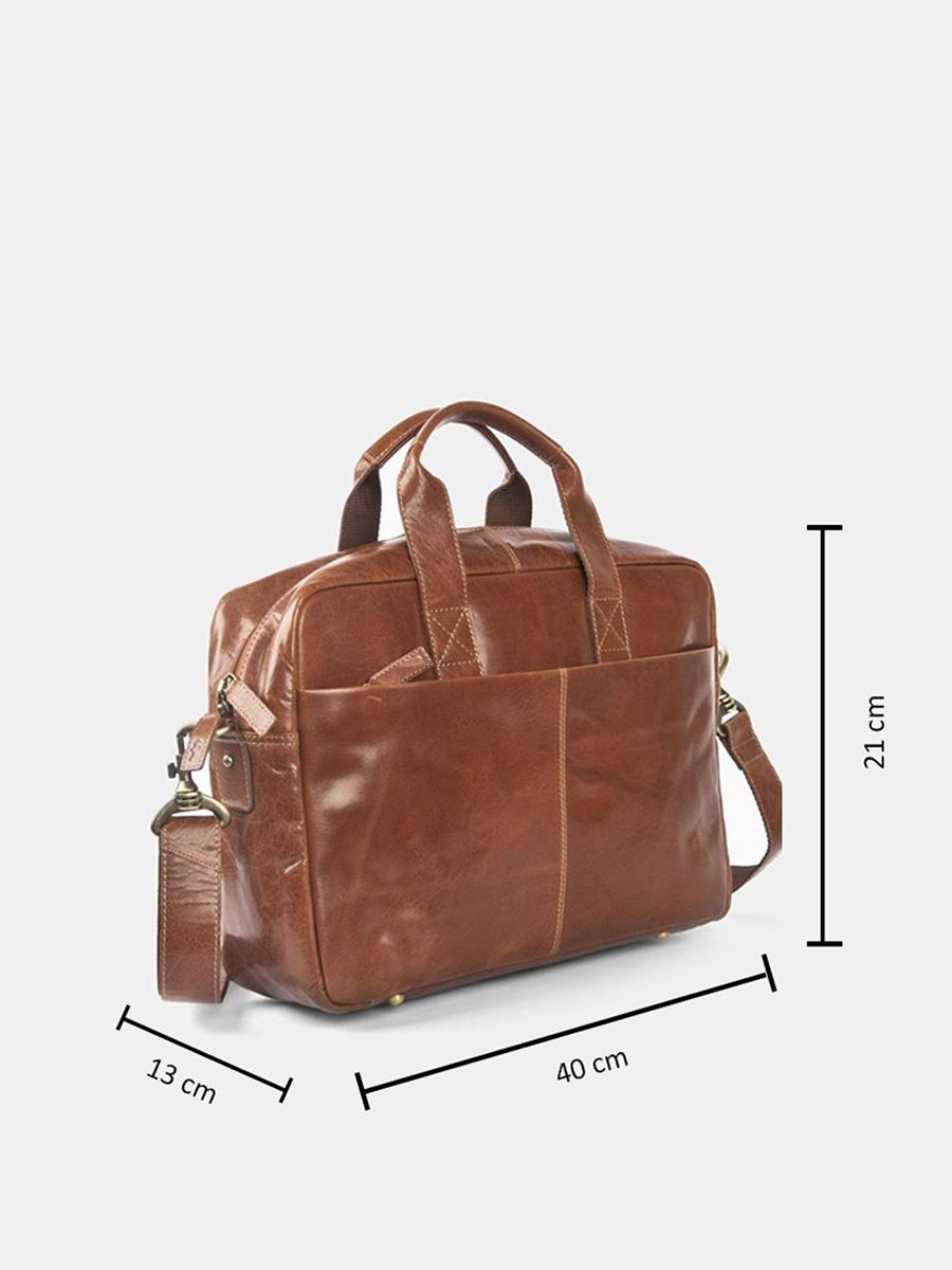 Brown Classic Leather Portfolio Bag - Image 5