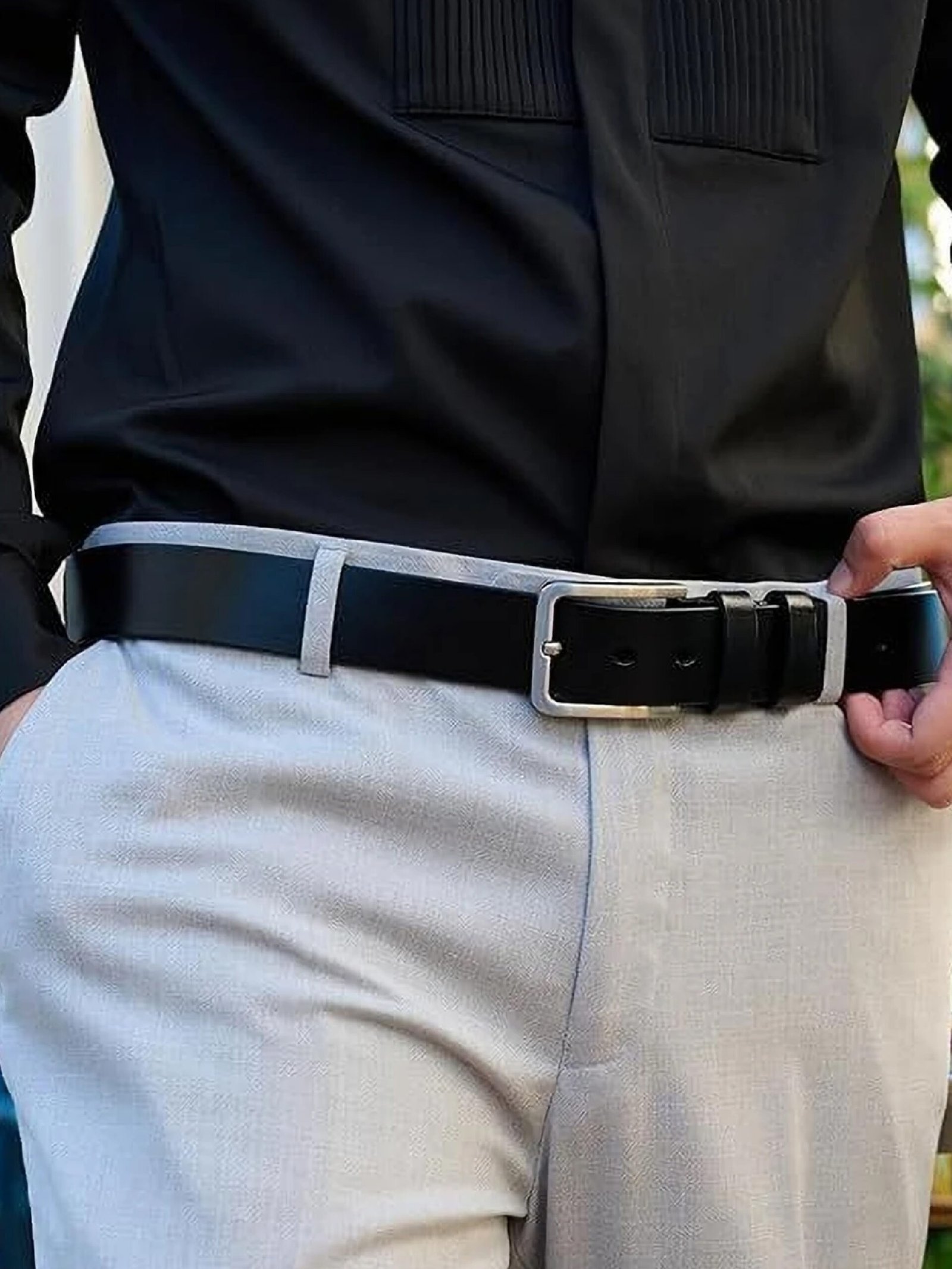 Men's Genuine Leather Belt –Black - Image 4