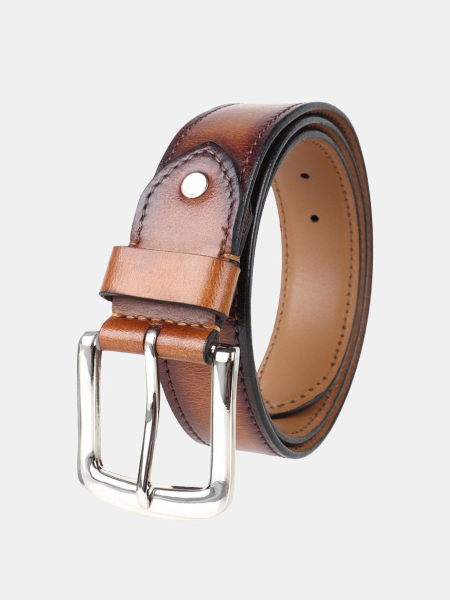 Tan Handpainted Patina Leather Belt - Image 3
