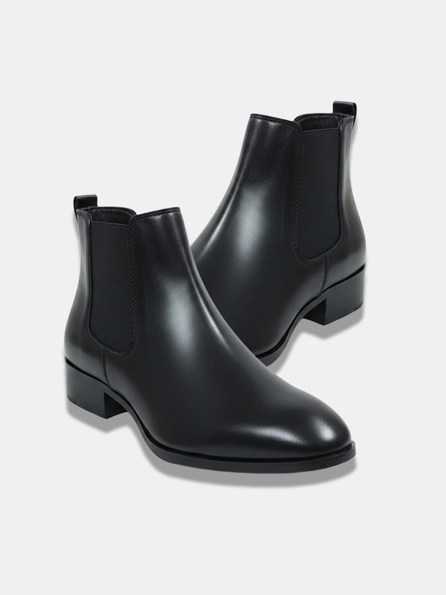 Men's Classic Black Chelsea Boots, Synthetic Leather Upper with TPR Sole, Stylish Ankle Boots for Office & Casual Wear - Image 4
