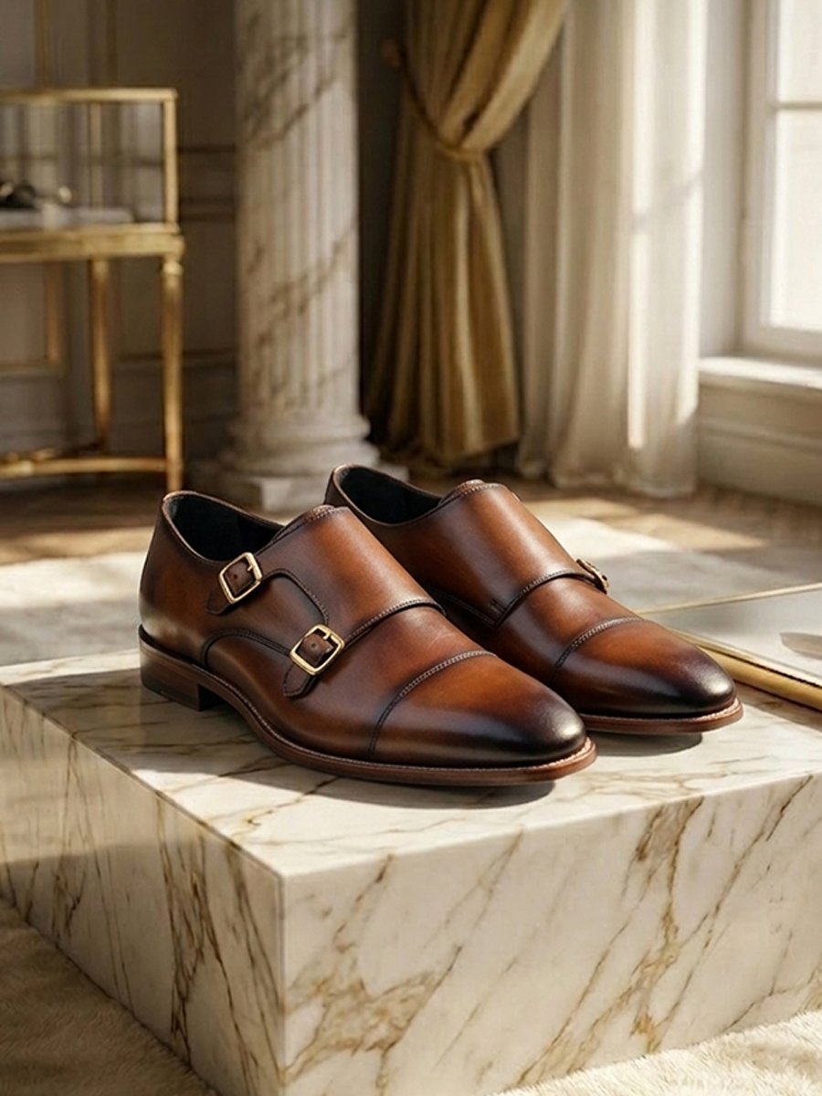 Black Double Monk Strap Shoes - Image 5
