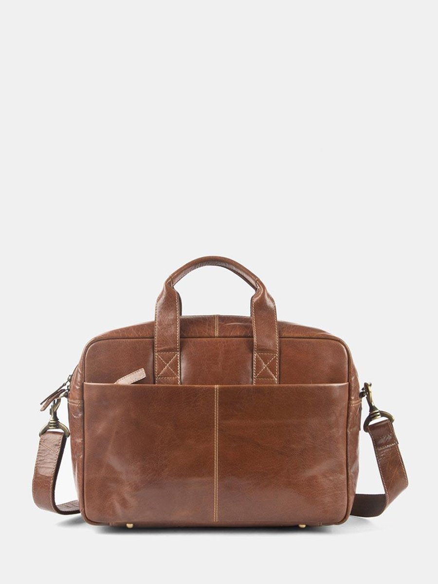 Brown Classic Leather Portfolio Bag - Image 2
