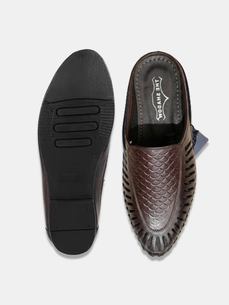 Men Brown Laser Cut Design Back Open Evening Party Ethnic Jutis and Mojaris - Image 7