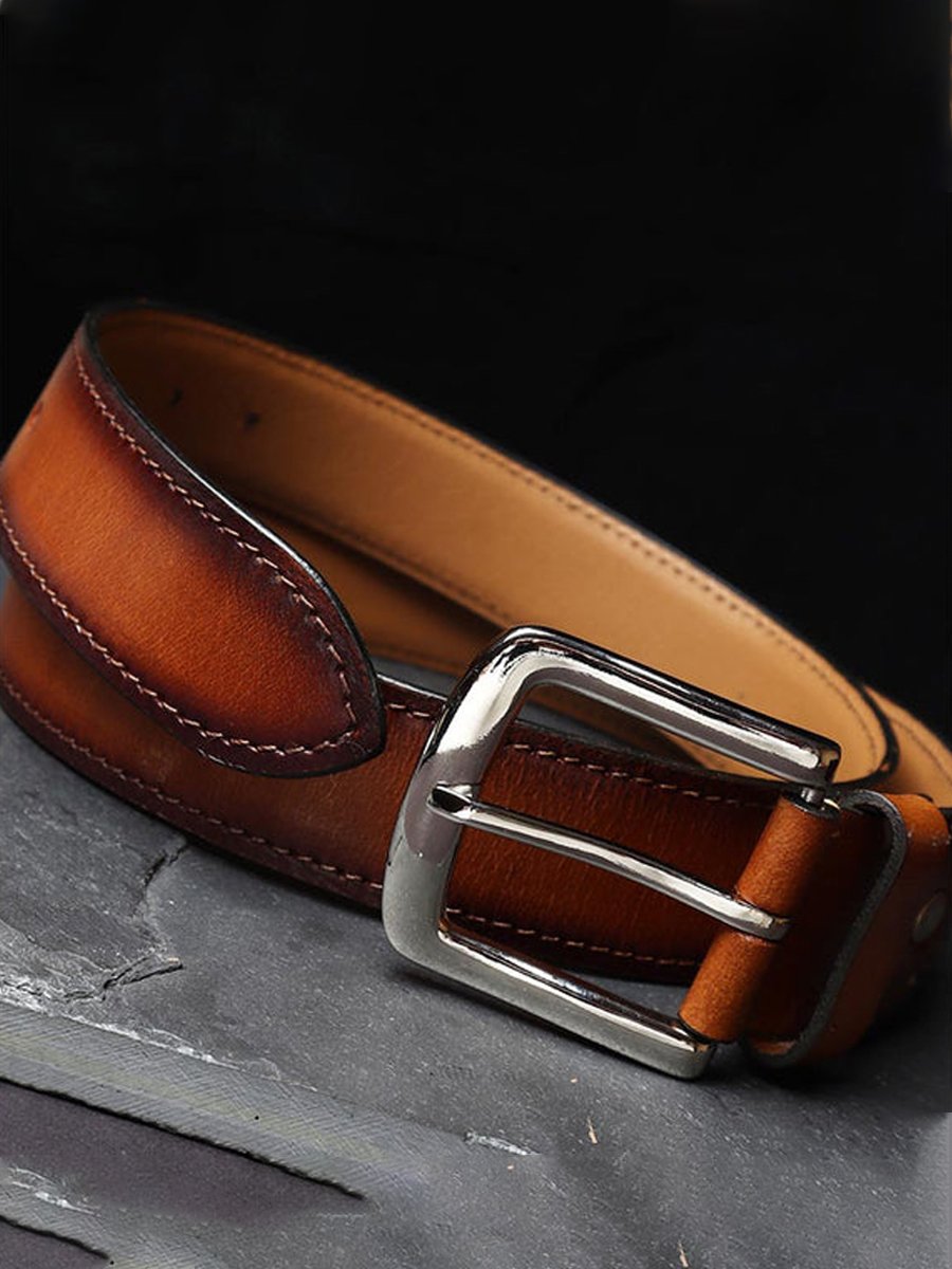 Tan Handpainted Patina Leather Belt