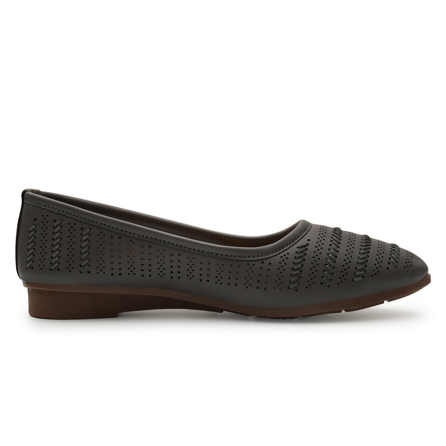 Women Black Self-Design Ballerinas with Cut-Out Detail - Image 6