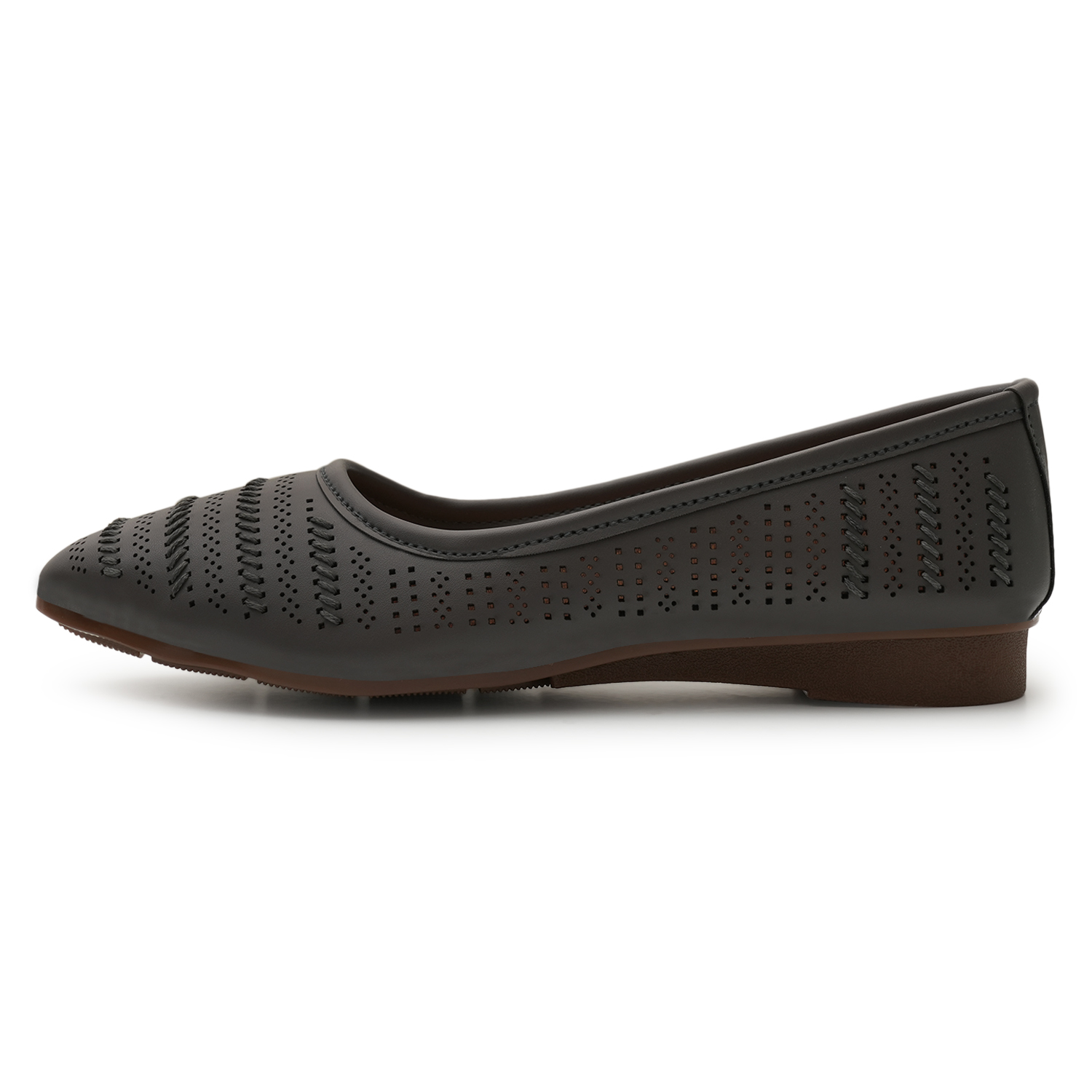 Women Black Self-Design Ballerinas with Cut-Out Detail - Image 5