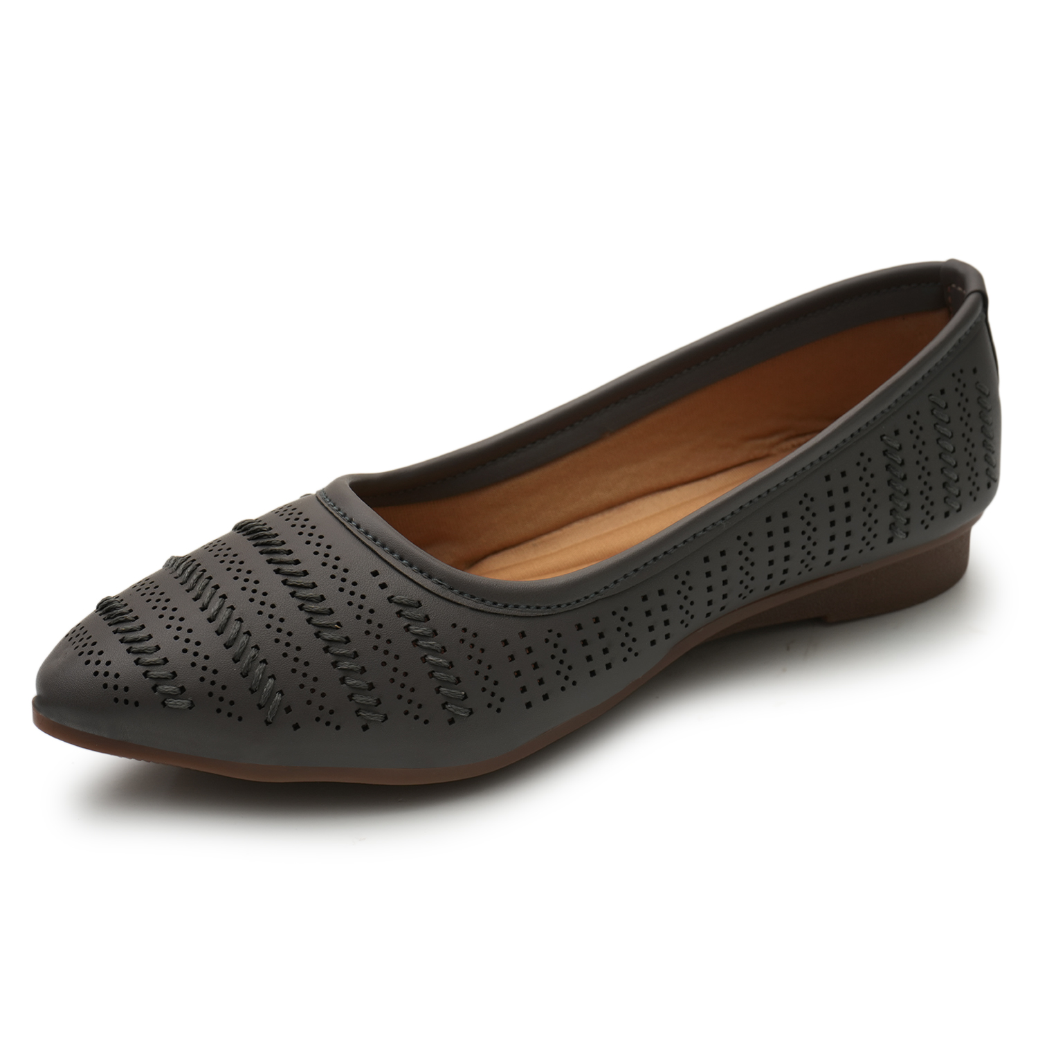 Women Black Self-Design Ballerinas with Cut-Out Detail - Image 3