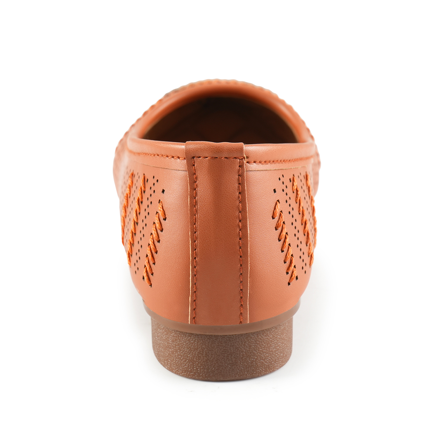 Women Tan Self-Design Ballerinas with Cut-Out Detail - Image 5