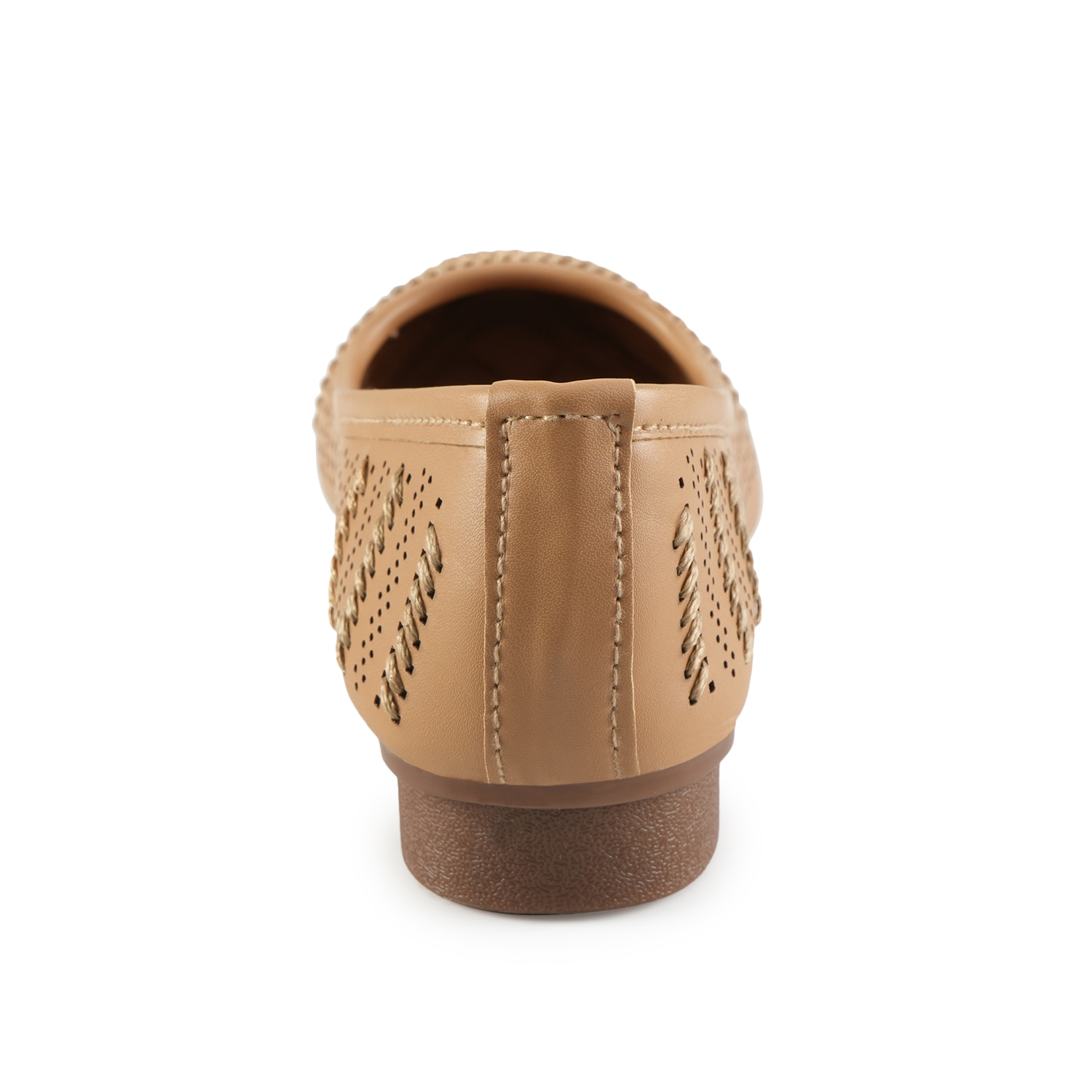 Women Beige Self-Design Ballerinas with Cut-Out Detail - Image 4