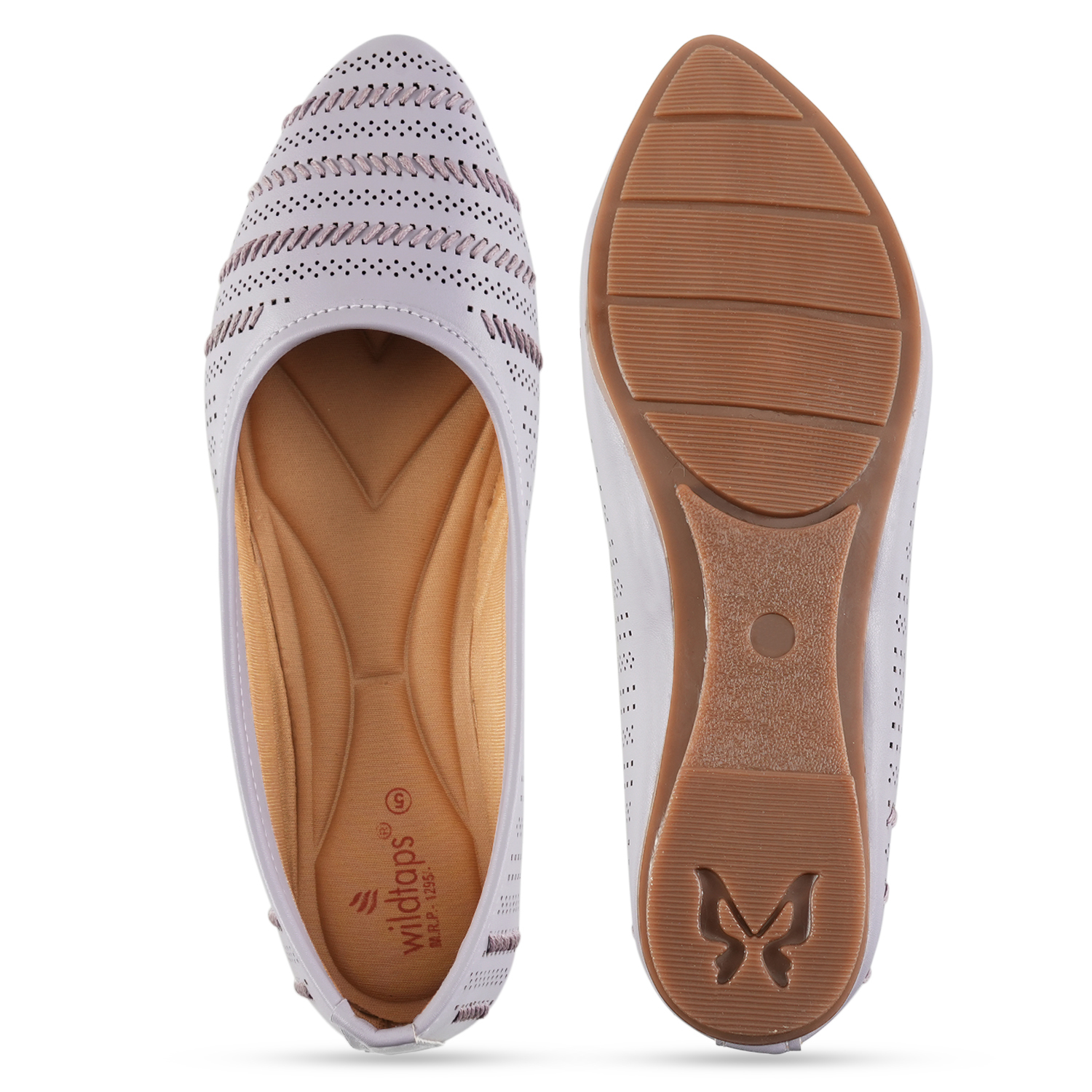 Women Purple Self-Design Ballerinas with Cut-Out Detail - Image 5