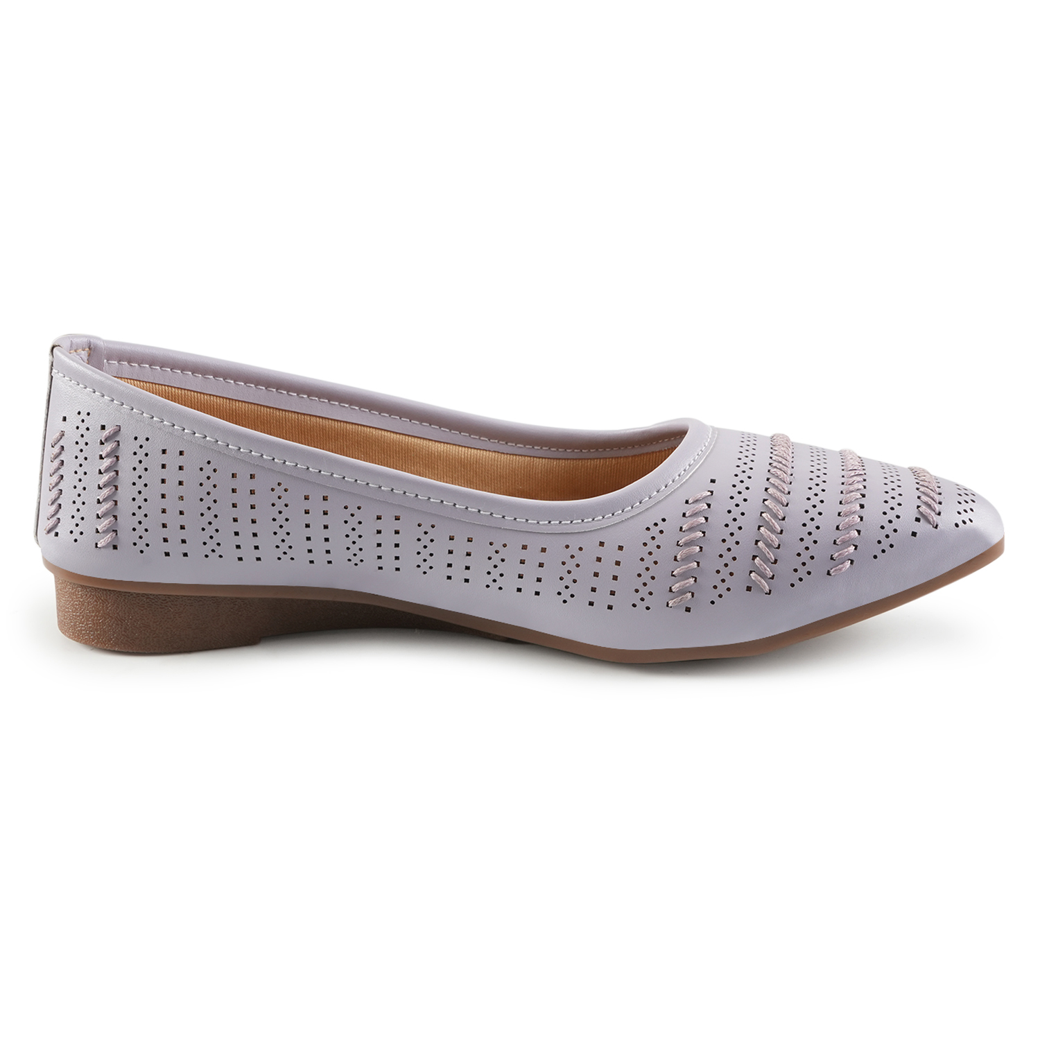 Women Purple Self-Design Ballerinas with Cut-Out Detail - Image 3