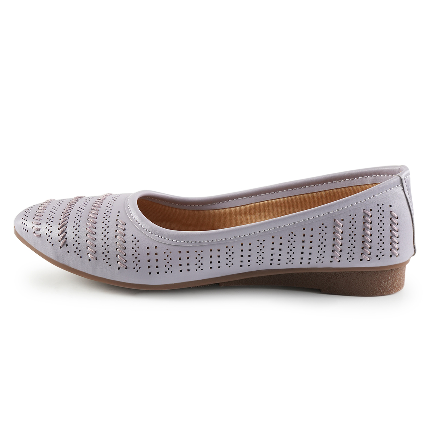 Women Purple Self-Design Ballerinas with Cut-Out Detail - Image 6