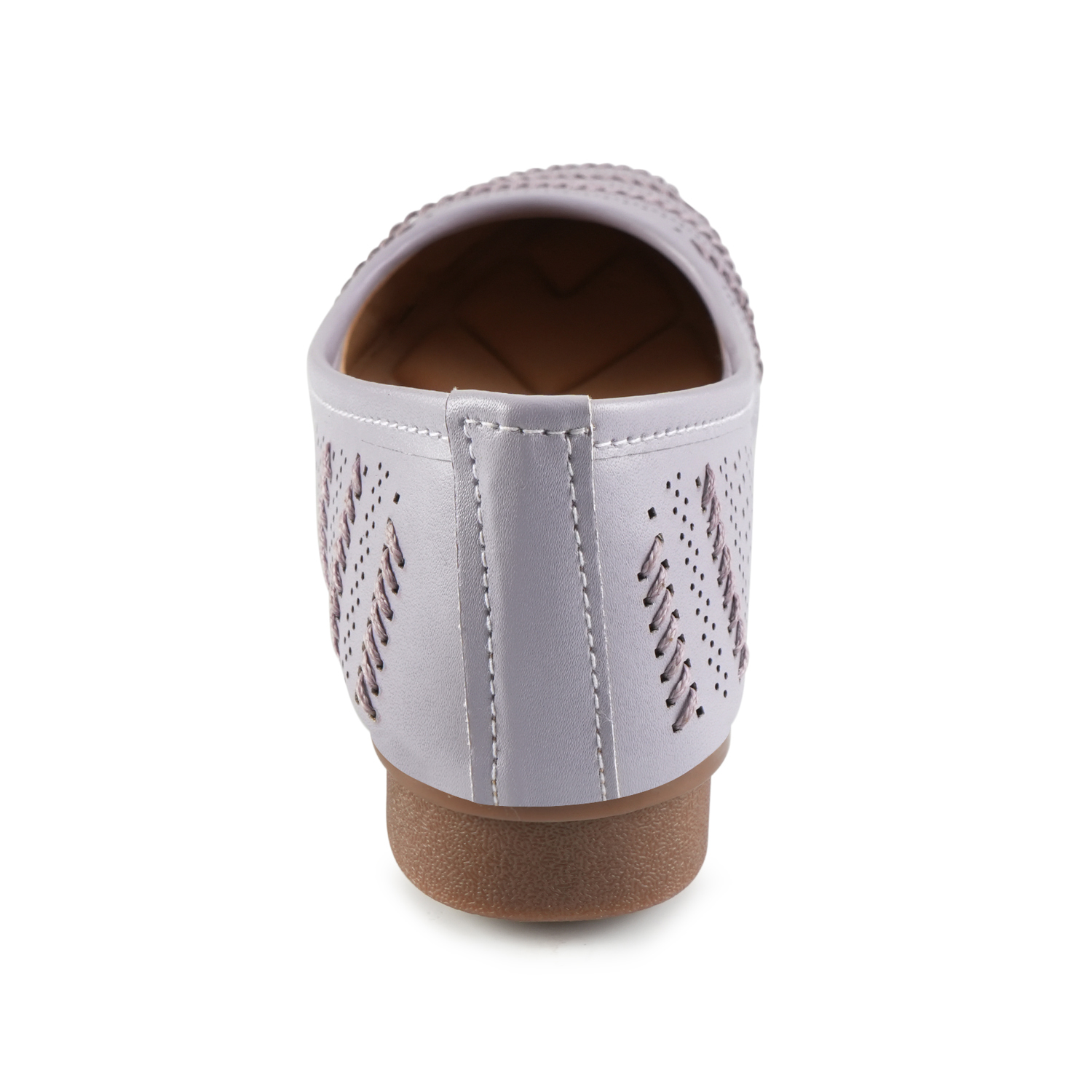 Women Purple Self-Design Ballerinas with Cut-Out Detail - Image 4