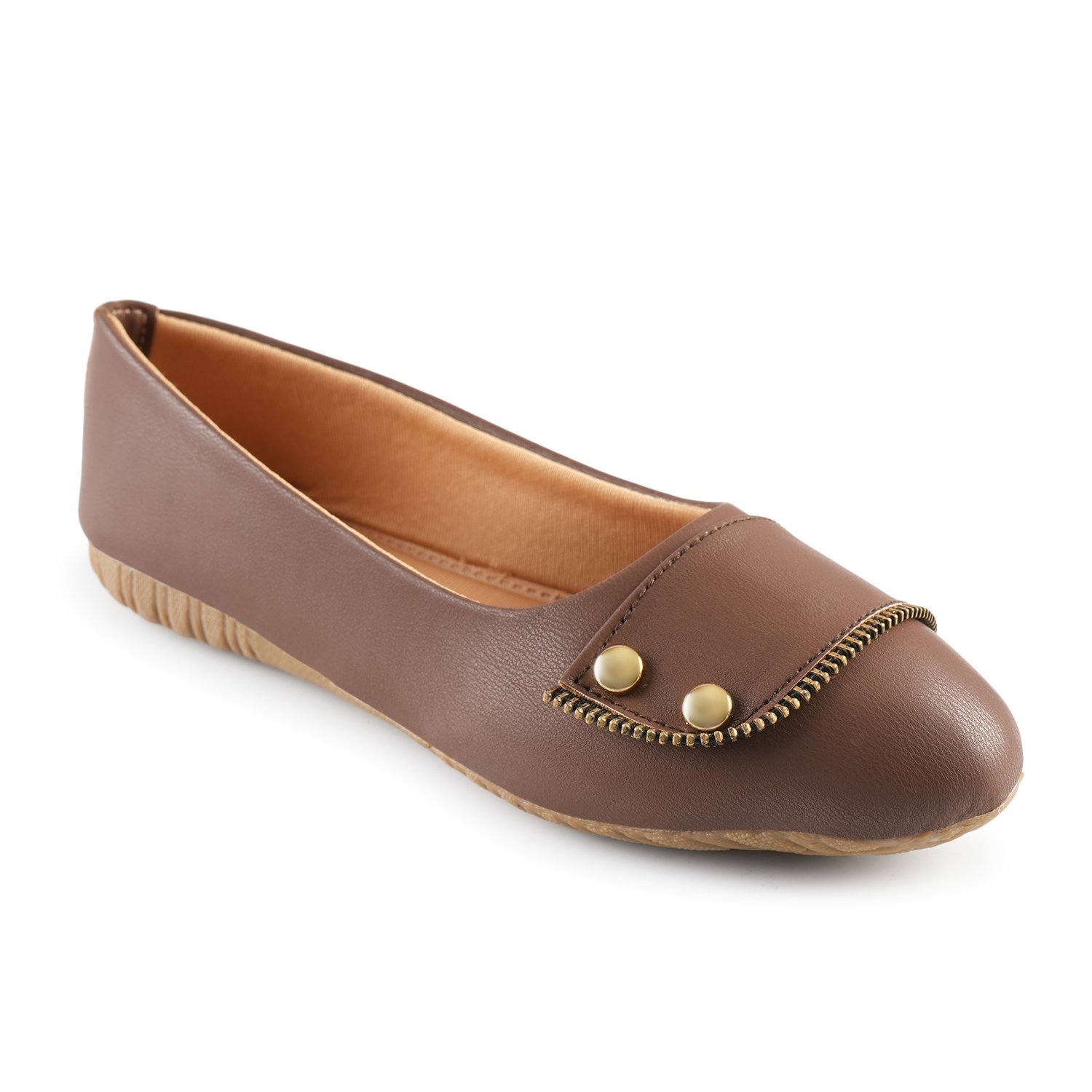 Women's Brown Ballet Flats | Comfortable Slip-On Casual Office Shoes - Image 3