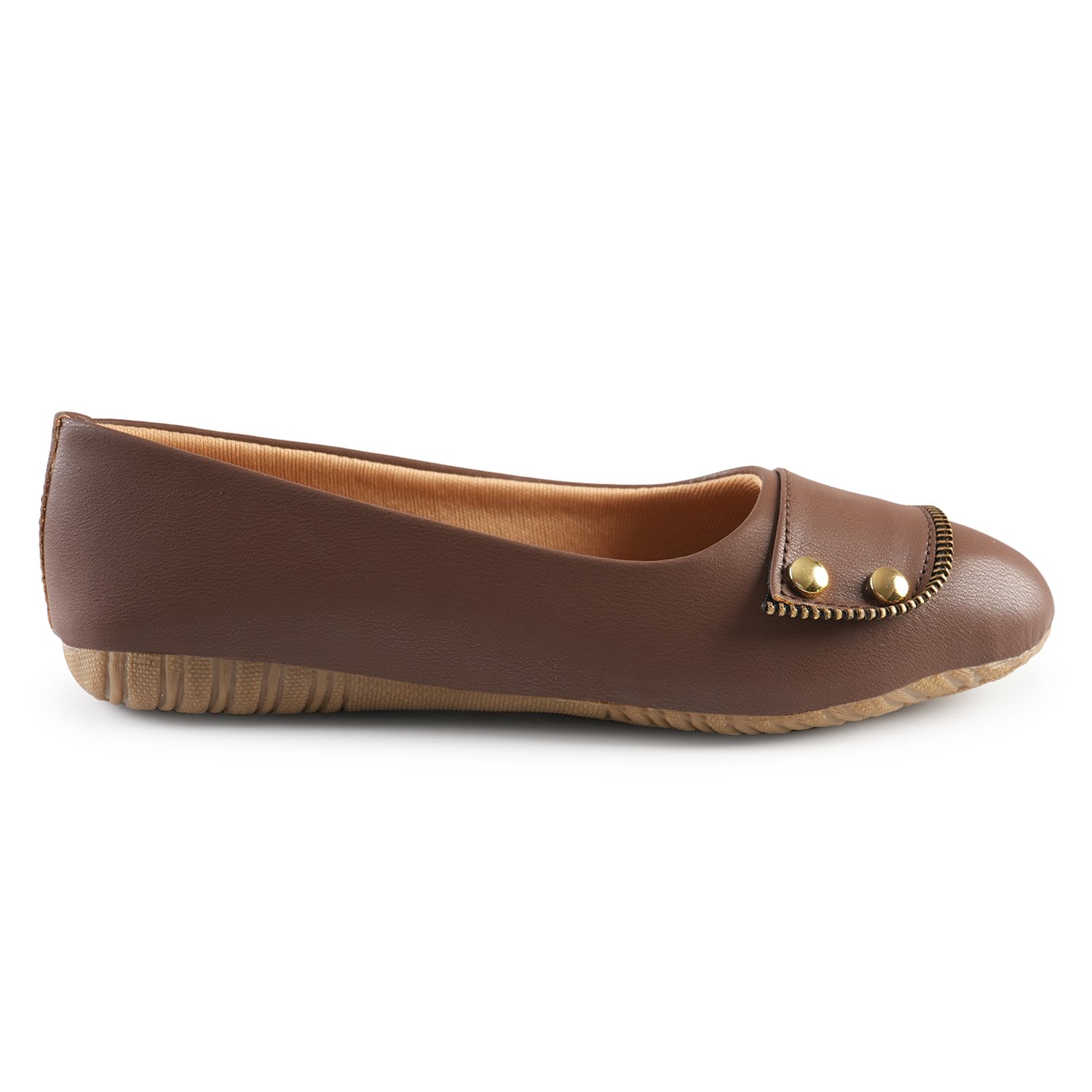 Women's Brown Ballet Flats | Comfortable Slip-On Casual Office Shoes - Image 2