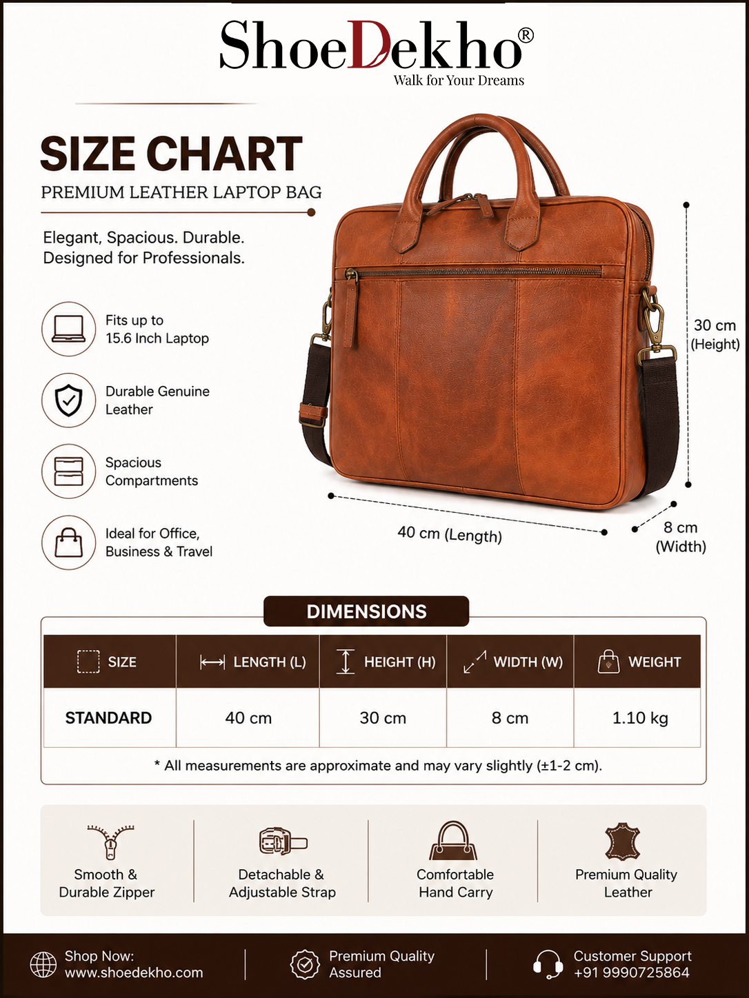 Laptop Messenger Bag (14 inch size) – Tan - Image 8