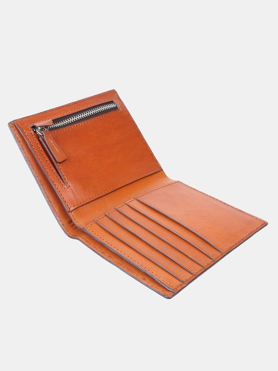 Men's Premium Genuine Leather Long Wallet | Tan Handpainted Patina | RFID Blocking | Slim Bifold Wallet - Image 5