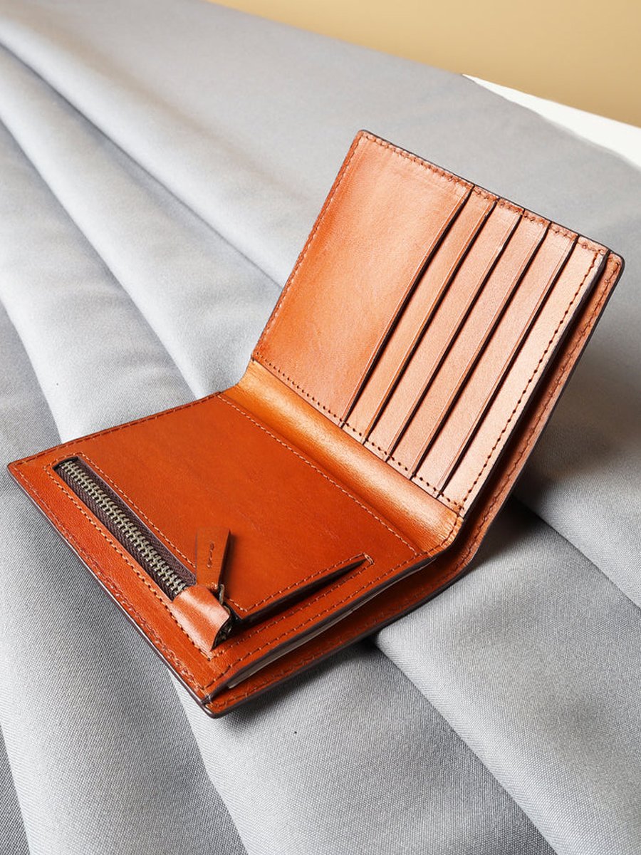 Men's Premium Genuine Leather Long Wallet | Tan Handpainted Patina | RFID Blocking | Slim Bifold Wallet - Image 8