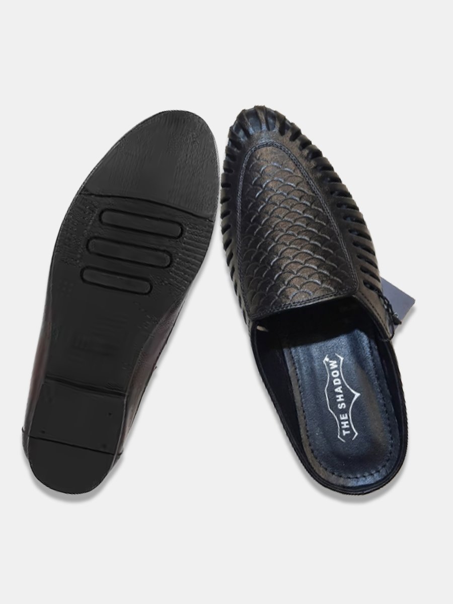 Men Brown Laser Cut Design Back Open Evening Party Ethnic Jutis and Mojaris - Image 4