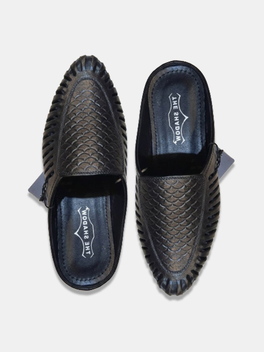 Men Brown Laser Cut Design Back Open Evening Party Ethnic Jutis and Mojaris - Image 2