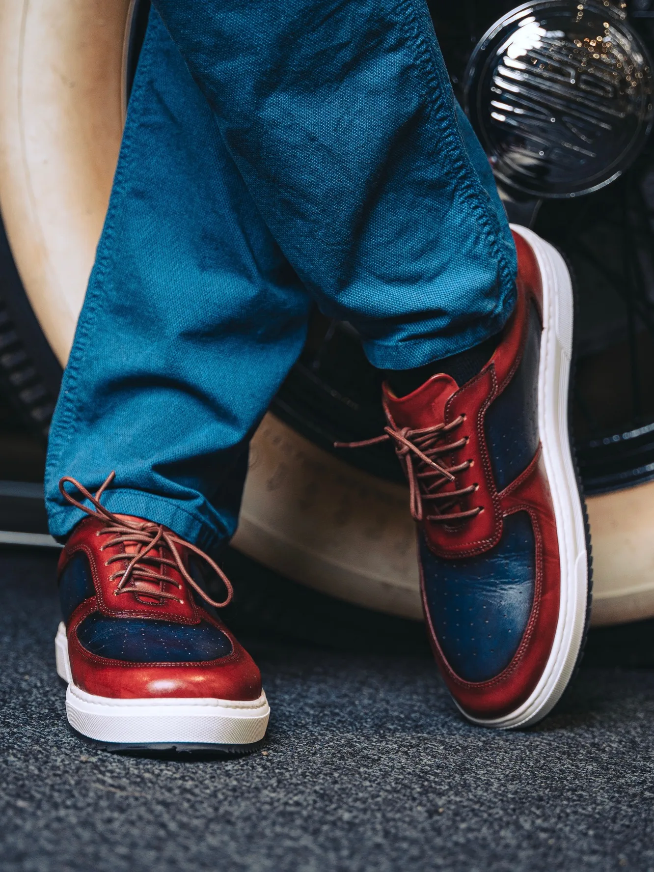 Men's Dual-Tone Leather Sneakers - Image 8