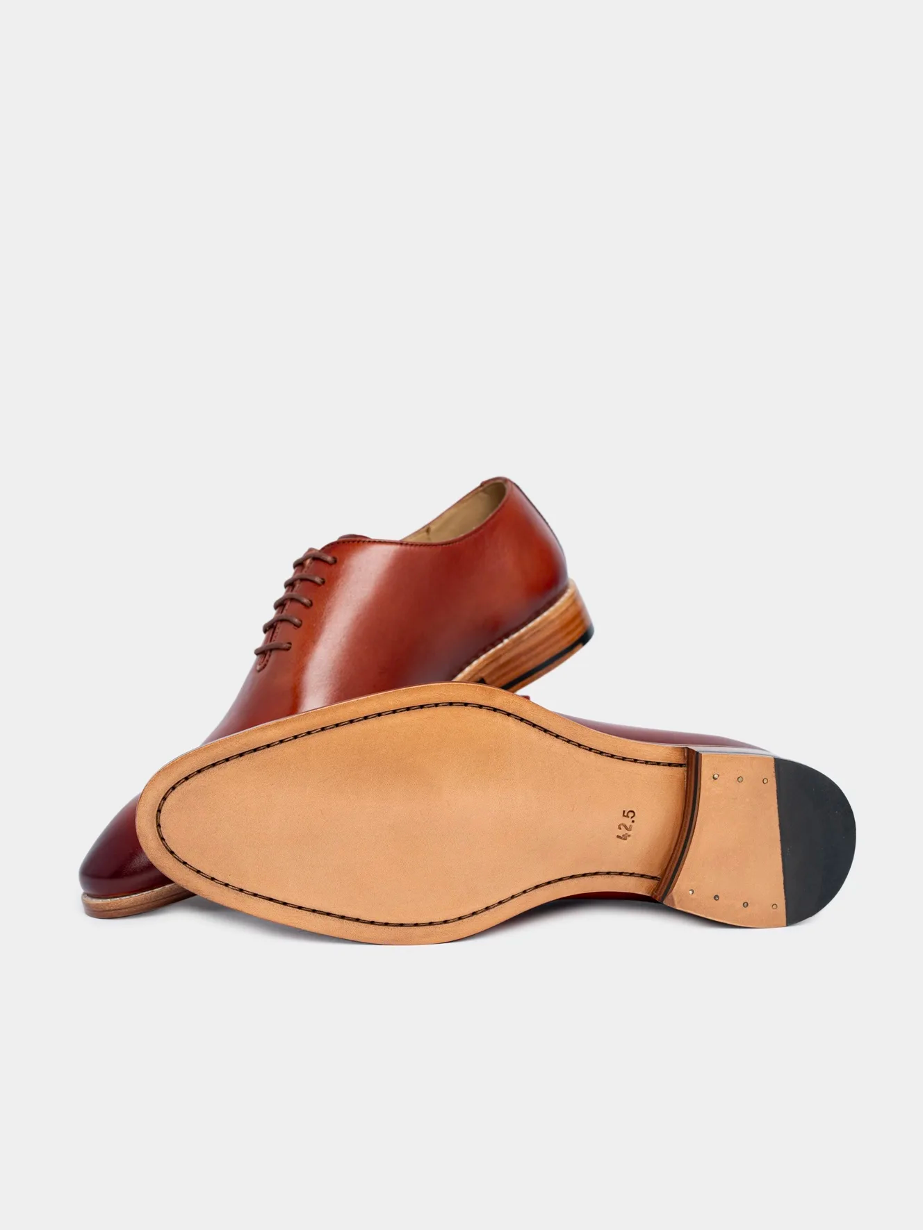 Men's Premium Tan Wholecut Oxford Leather Shoes | Classic Formal Dress Shoes - Image 3