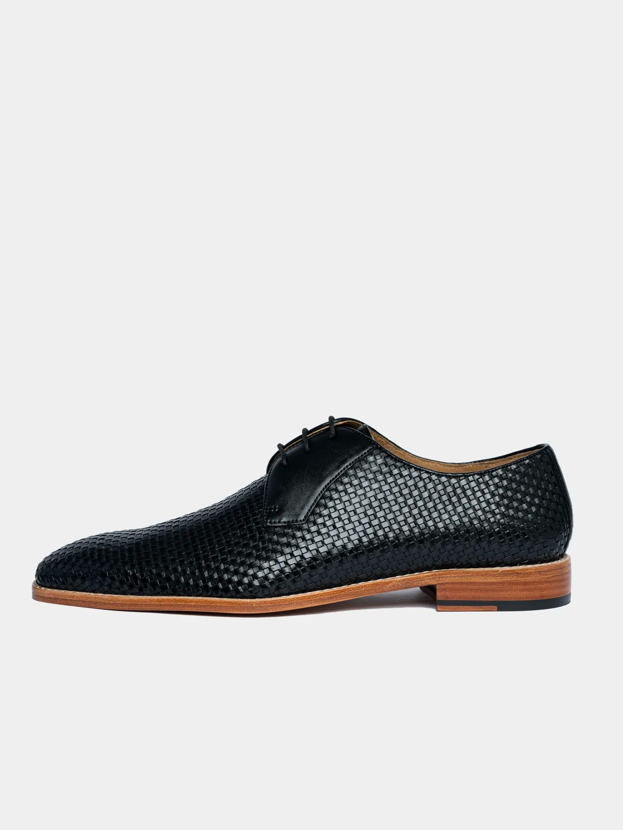 Men's Premium Black Woven Leather Derby Shoes | Classic Formal Lace-Up Shoes - Image 8