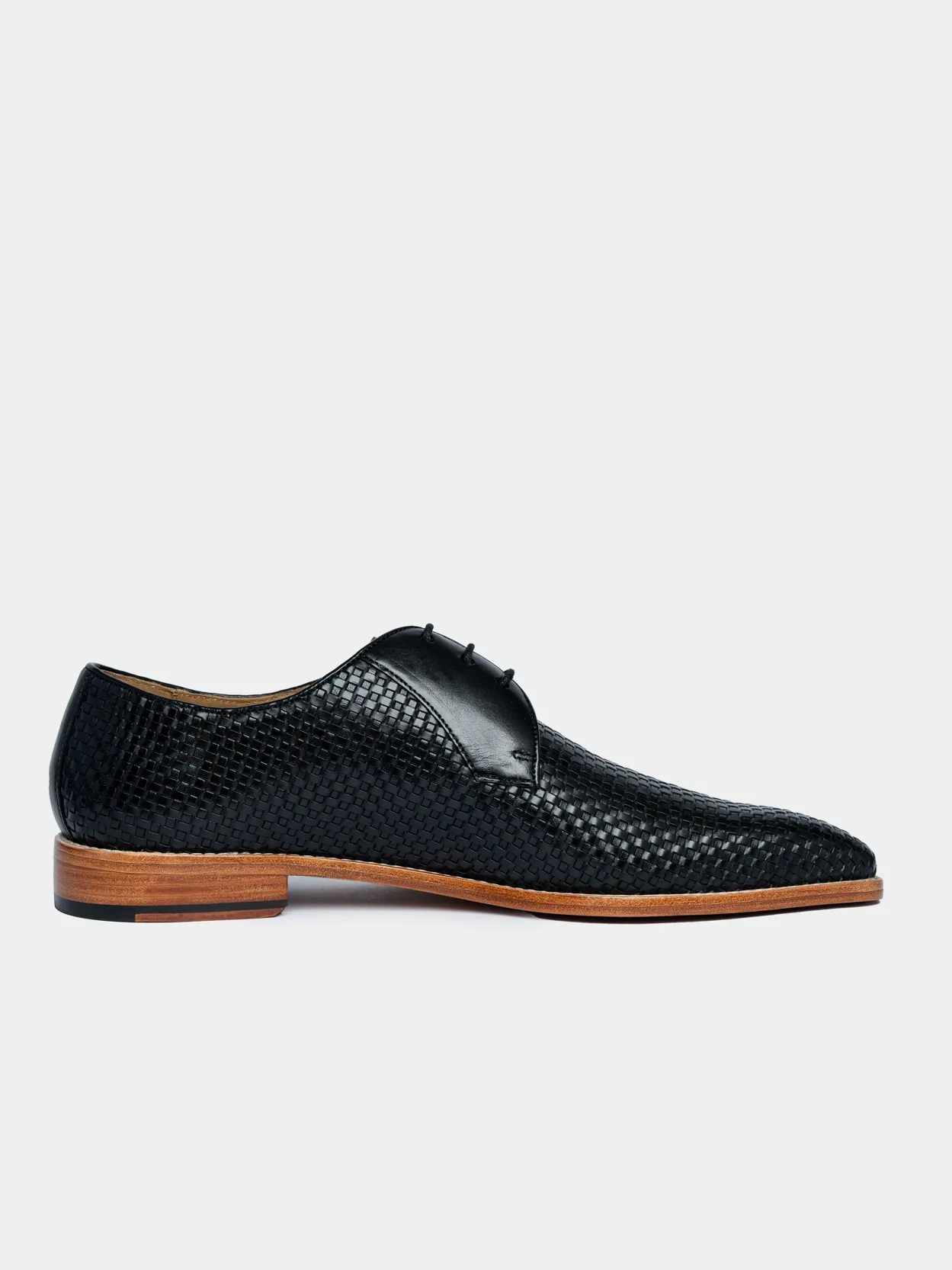 Men's Premium Black Woven Leather Derby Shoes | Classic Formal Lace-Up Shoes - Image 4