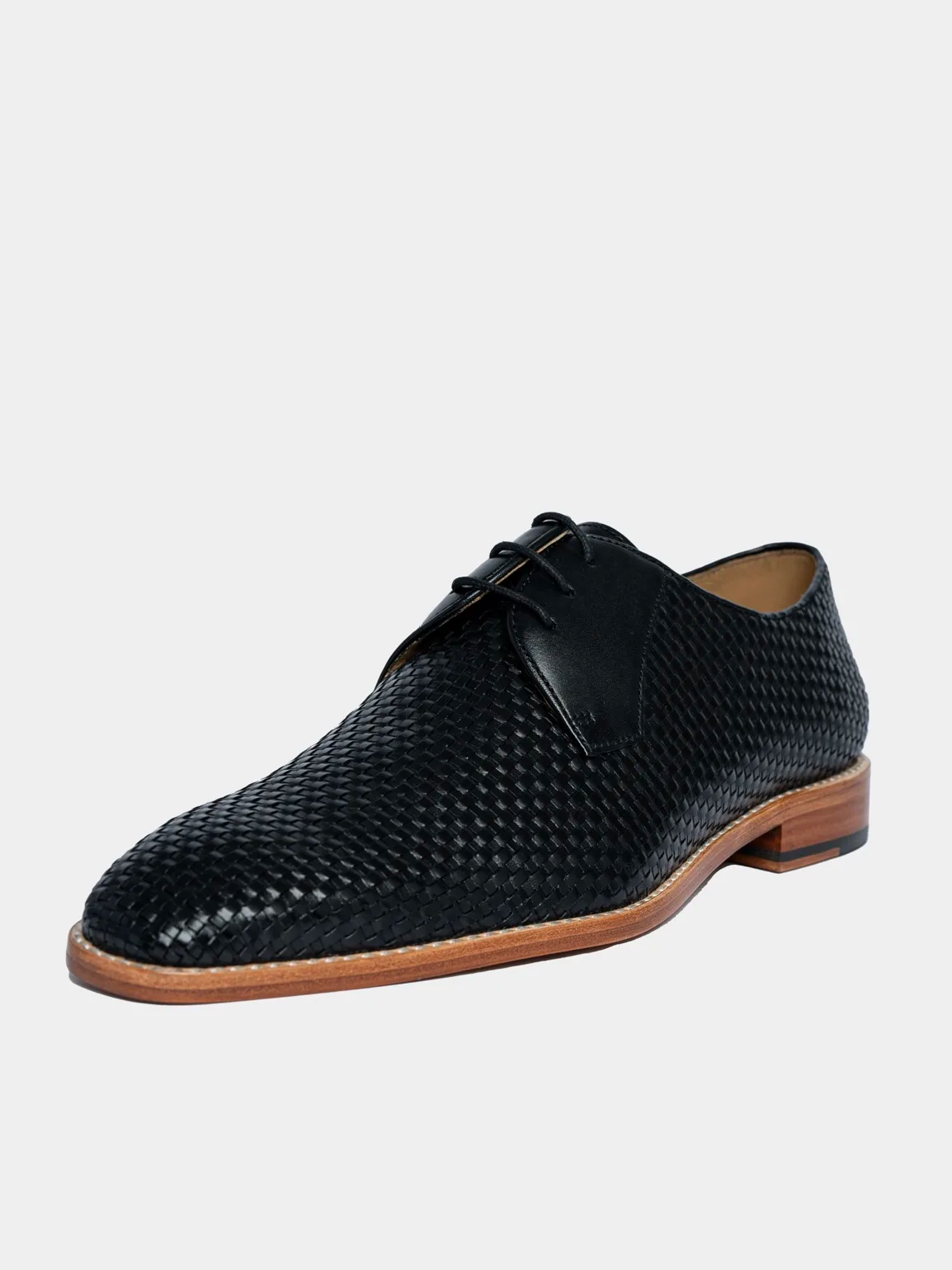 Men's Premium Black Woven Leather Derby Shoes | Classic Formal Lace-Up Shoes - Image 6